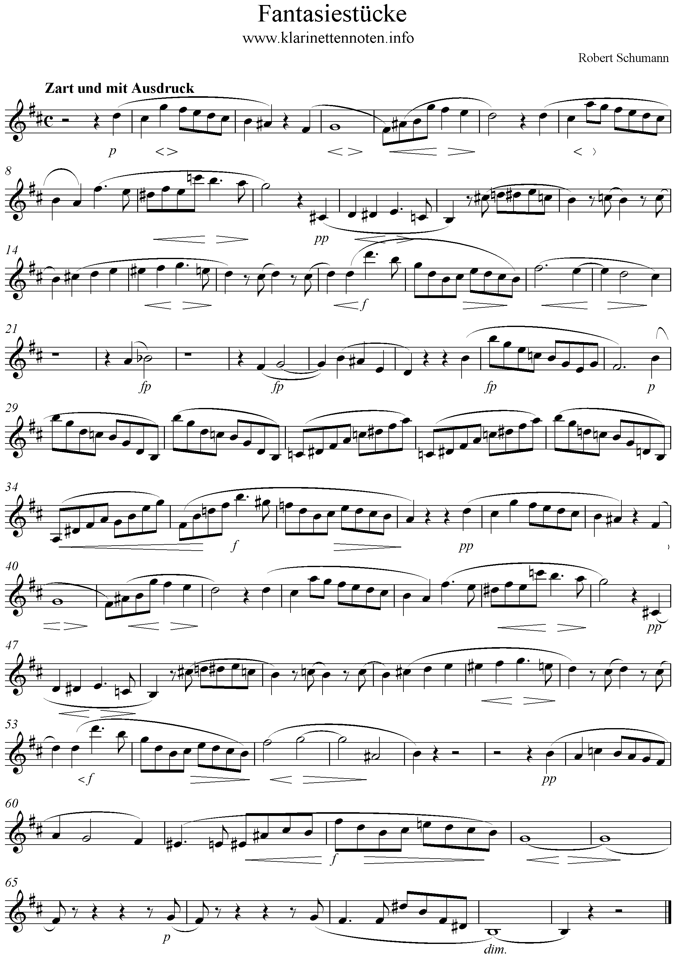 Fantasiestücke op. 73, Bb-Clarinet sheet